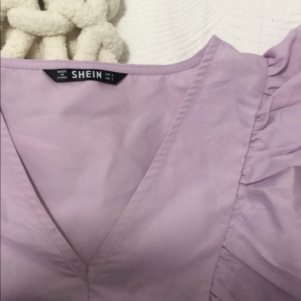 SHEIN LIGHT PURPLE RUFFLE TOP - Picture 4 of 6